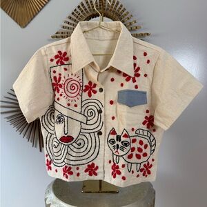 Madame Red Hand Embroidered Top